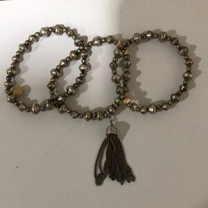 Stella & Dot Milana Rhinestone Pave Tassel Bracelet Set